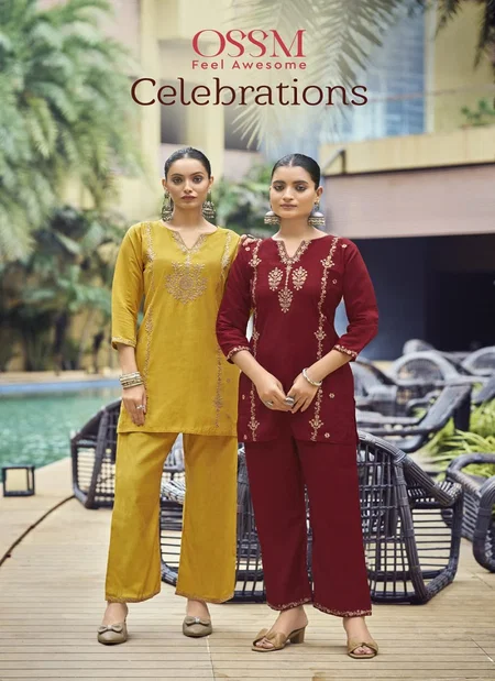 Celebrations By Ossm Viscose Roman Silk Online Co Ord Set Wholesale
