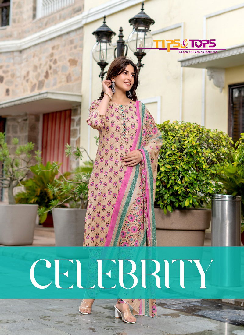 Celebrity By Tips And Tops Cotton Embroidery Kurti Bottom With Dupatta
 Catalog