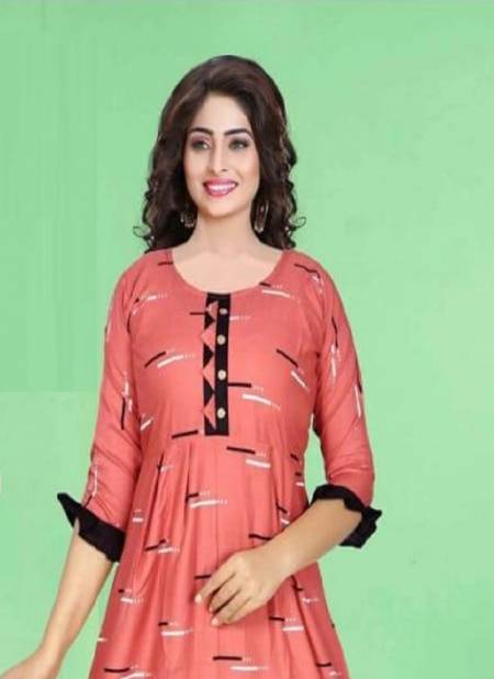 Chahat 3 Latest Fancy Casual Wear Anarkali Style Rayon Printed Flair Style Kurti Collection Catalog