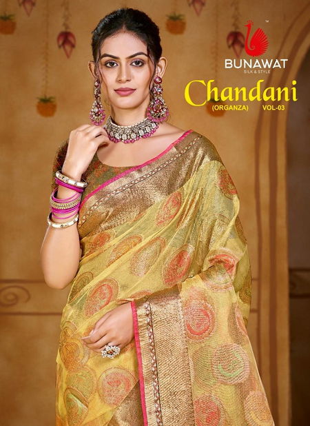 Chandani Vol 3 By Bunawat Organza Wedding Wear Sarees Exporters In India Catalog