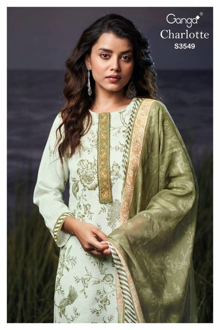 Charlotte By Ganga Cotton Linen Printed Embroidered Salwar Suit Best Wholesale Shop In Surat