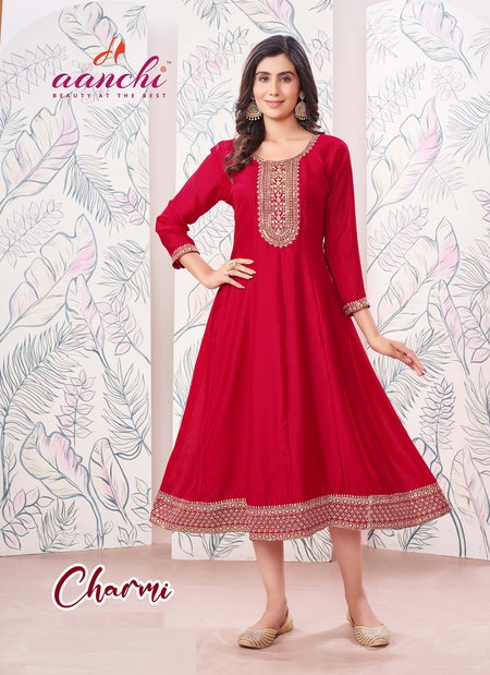 Charmi By Aanchi Vichitra Embroidered Anarkali Kurtis Wholesale Market In Surat
