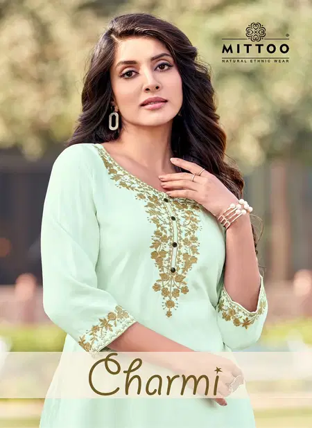 Charmi By Mittoo Thread Work Rayon Ladies Top Wholesale Price In Surat Catalog