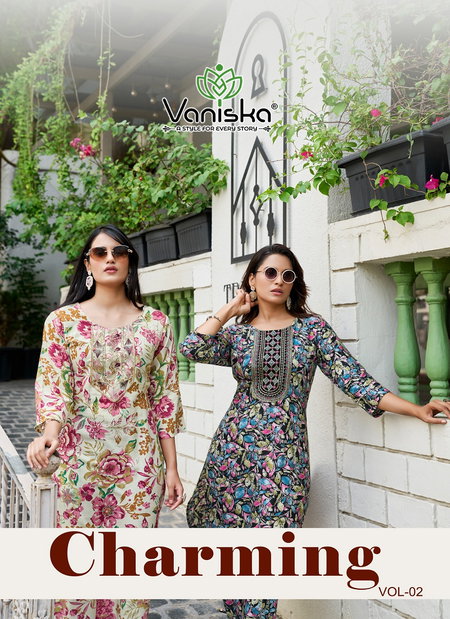 Charming Vol 2 By Vaniska Rayon Printed Wholesale Kurtis Suppliers In Mumbai
