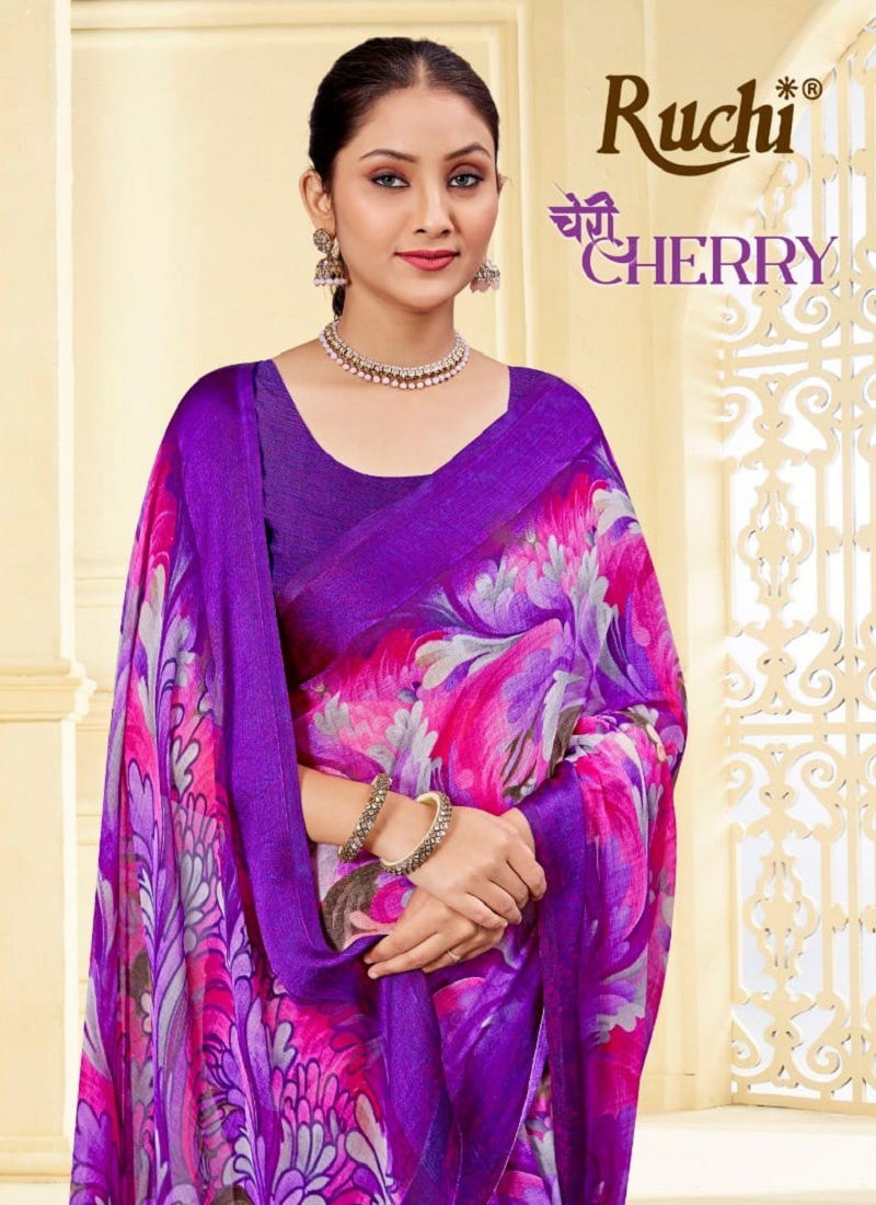 Cherry 43 By Ruchi Soft Chiffon Printed Daily Wear Sarees Surat Wholesale Market