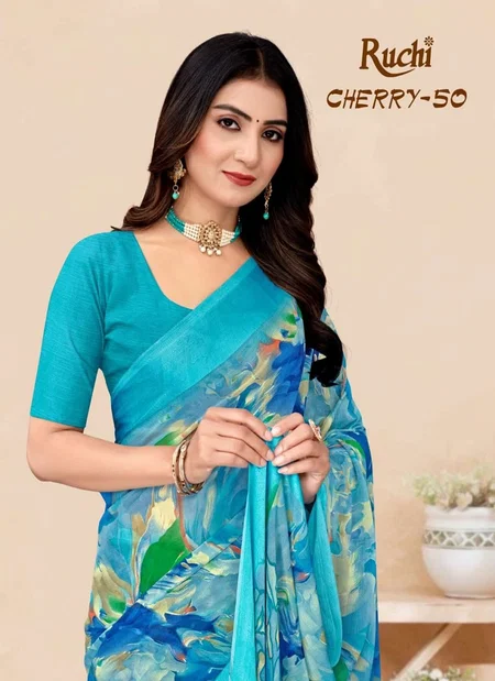 Cherry Vol 50 By Ruchi Chiffon Daily Wear Saree Exporters In India