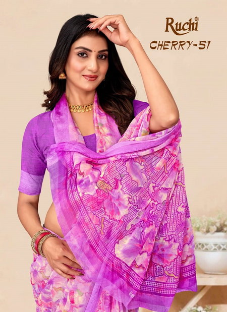 Cherry Vol 51 By Ruchi Chiffon Wholesale Daily Wear Saree Suppliers In Mumbai