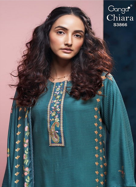 Chiara 3866 By Ganga Wool Pashmina Dress Materials Wholesale Price In Surat

