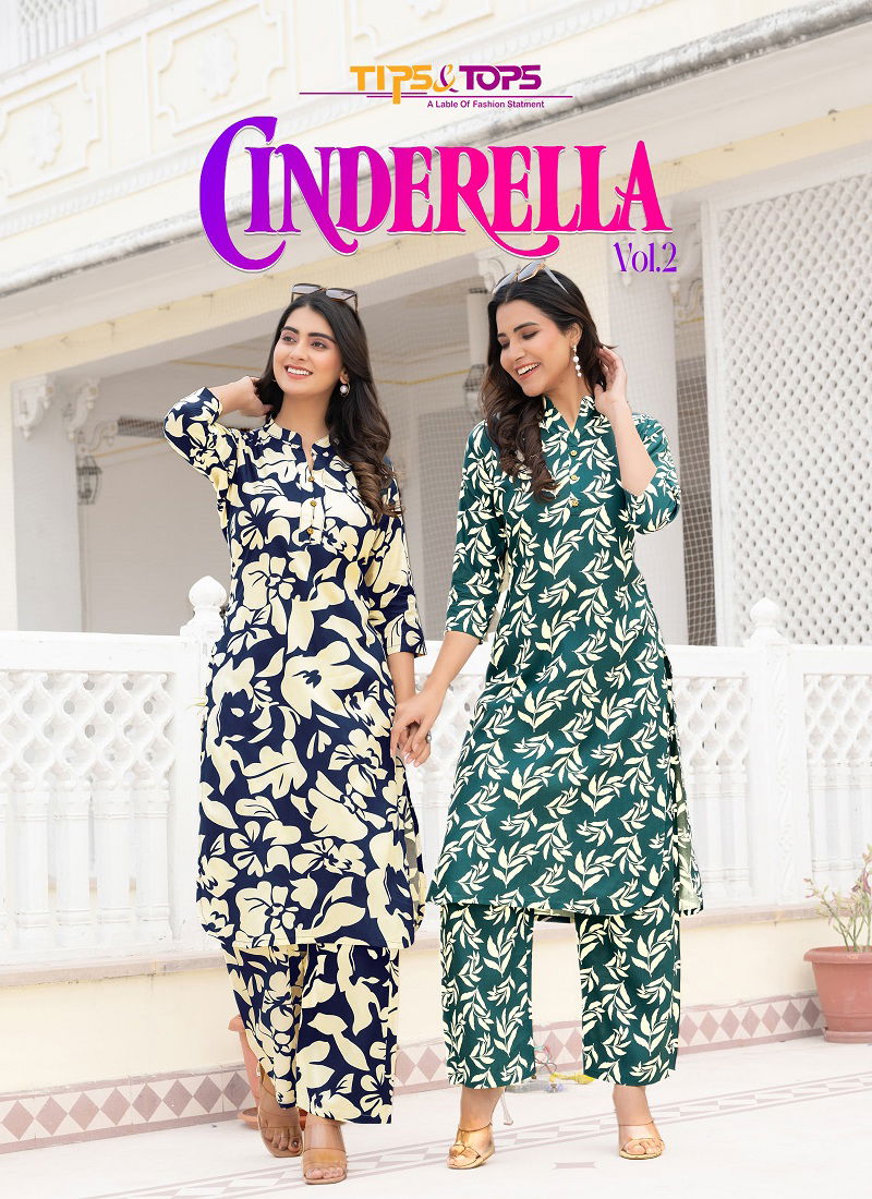 Cinderella Vol 2 By Tips And Tops Rayon Printed Cord Set Wholesalers In Delhi Catalog