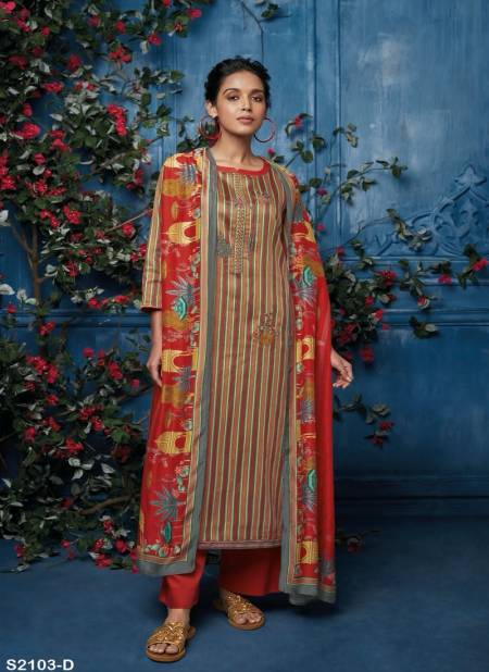 Claire 2103 By Ganga Cotton Silk Printed Dress Material Catalog Catalog