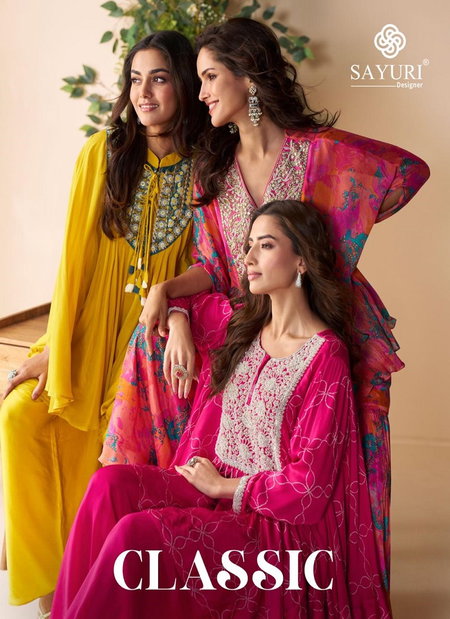Classic By Sayuri Chinon Silk Online Designer Indo Western Wholesale
