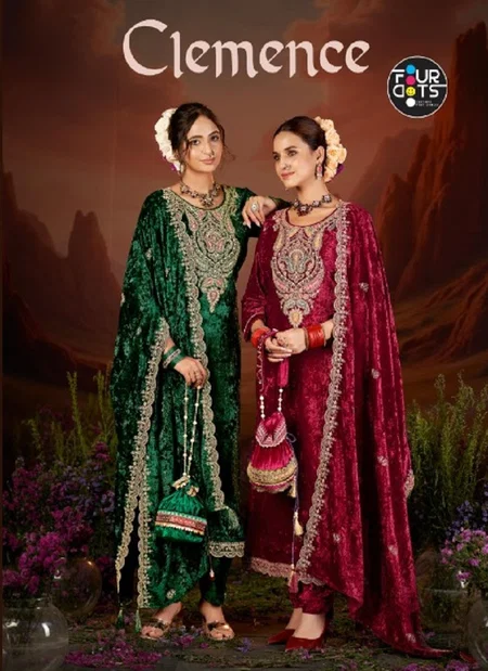 Clemence By Fourdots Semi Makhmal Velvet Online Designer Salwar Suits Wholesale