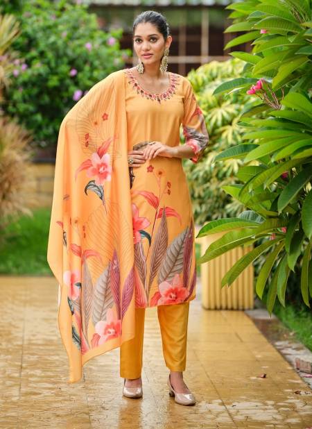 Cluster by Afsana Handwork Muslin Printed Kurti With Bottom Dupatta Wholesalers In Surat Catalog