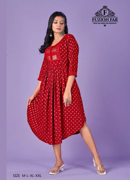 Coconut Vol 1 By Fuzion Fab Heavy Rayon Embroidery Kurtis Catalog