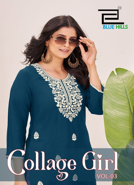 Collage Girl Vol 3 By Blue Hills Rayon Lucknawi Kurtis Wholesale Shop In Surat