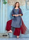 Latest Trendy Daiinty Regular Wear Ready Made Rayon Embroidered Plazzo Suit Collection 