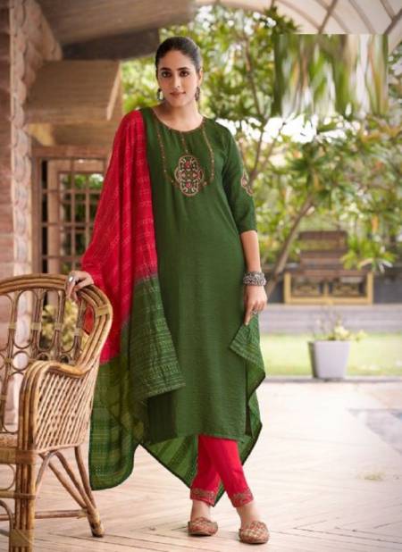 light mehendi colour printed kurti with sequence work with plazo - Z Line -  3079334