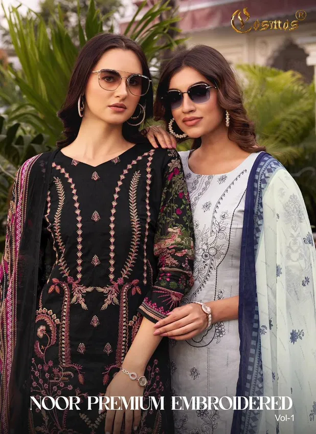 Cosmos Noor Premium Embroidered Vol 1 Cambric Cotton Suits Online Wholesale