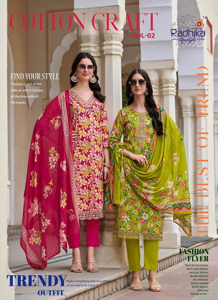 Cotton Craft Vol 2 By Radhika Cotton Kurti With Bottom Dupatta Suppliers In India