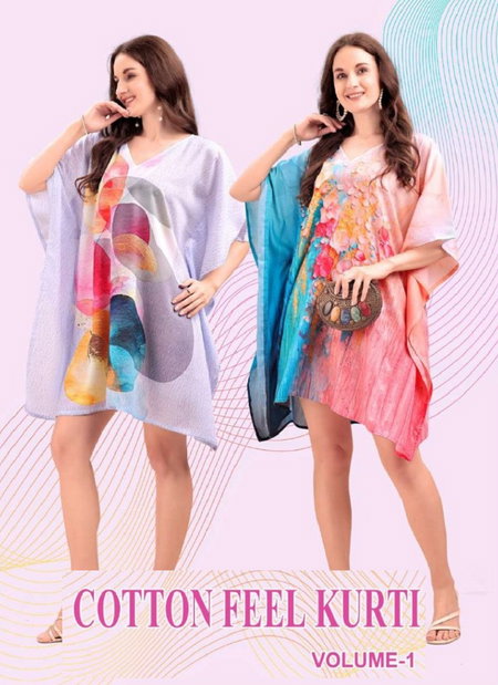Cotton Feel Kurti Vol 1 By Jisha Printed Kaftan Kurtis Wholesale Online
