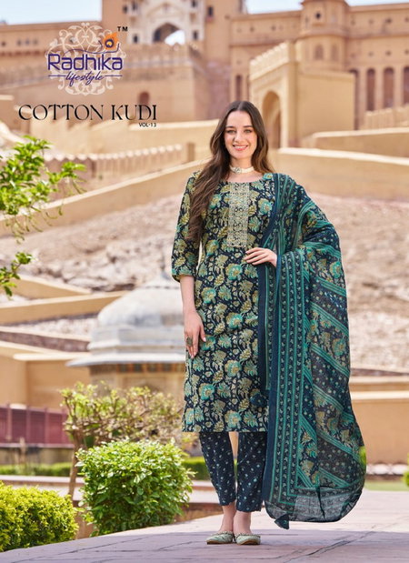 Cotton Kudi Vol 13 By Radhika Cotton Printed Kurti With Bottom Dupatta Wholesale Price In Surat
