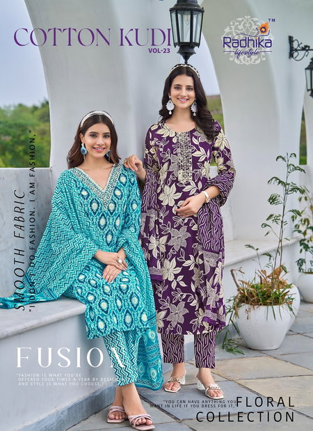 Cotton Kudi Vol 23 By Radhika Cotton Kurti With Bottom Dupatta Suppliers In India