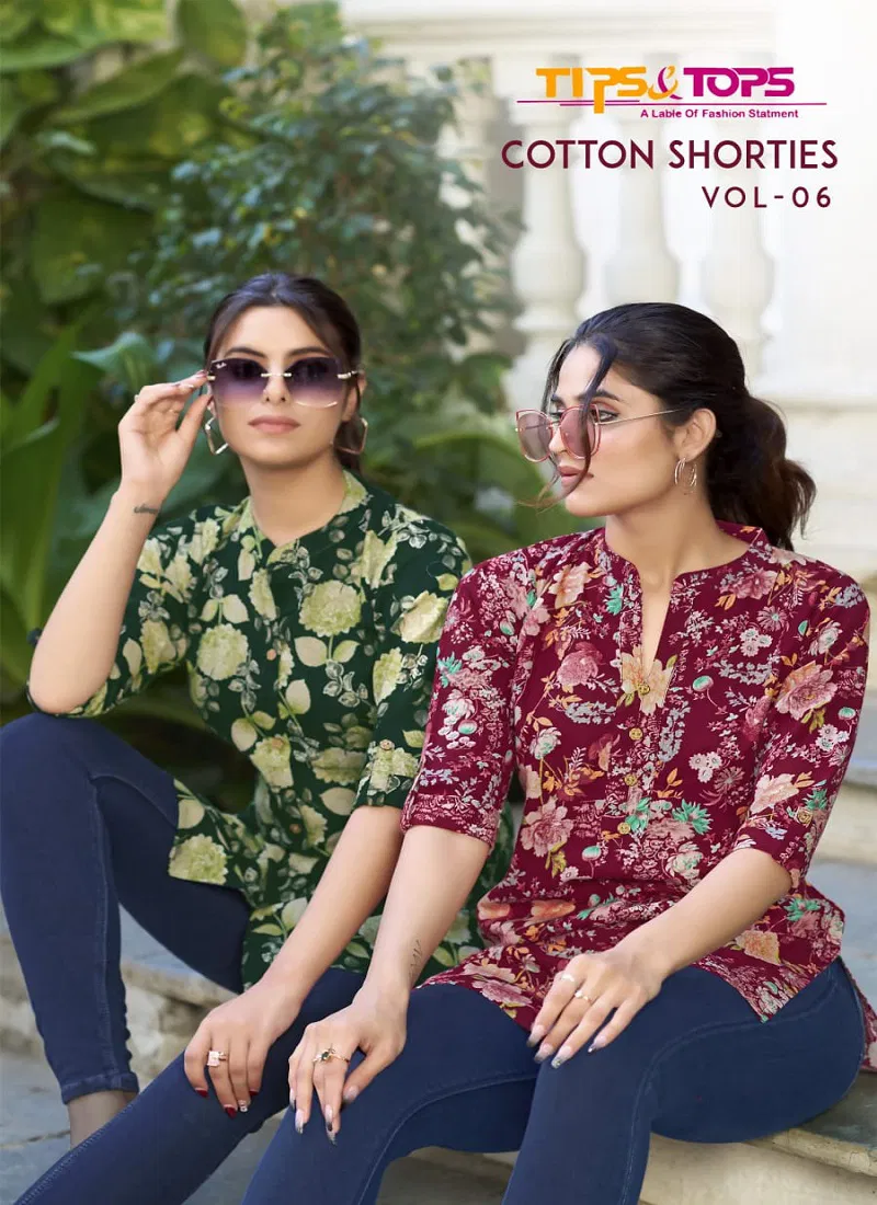 Cotton Shorties Vol 6 By Tips And Tops Cotton Printed Ladies Top Wholesale In India