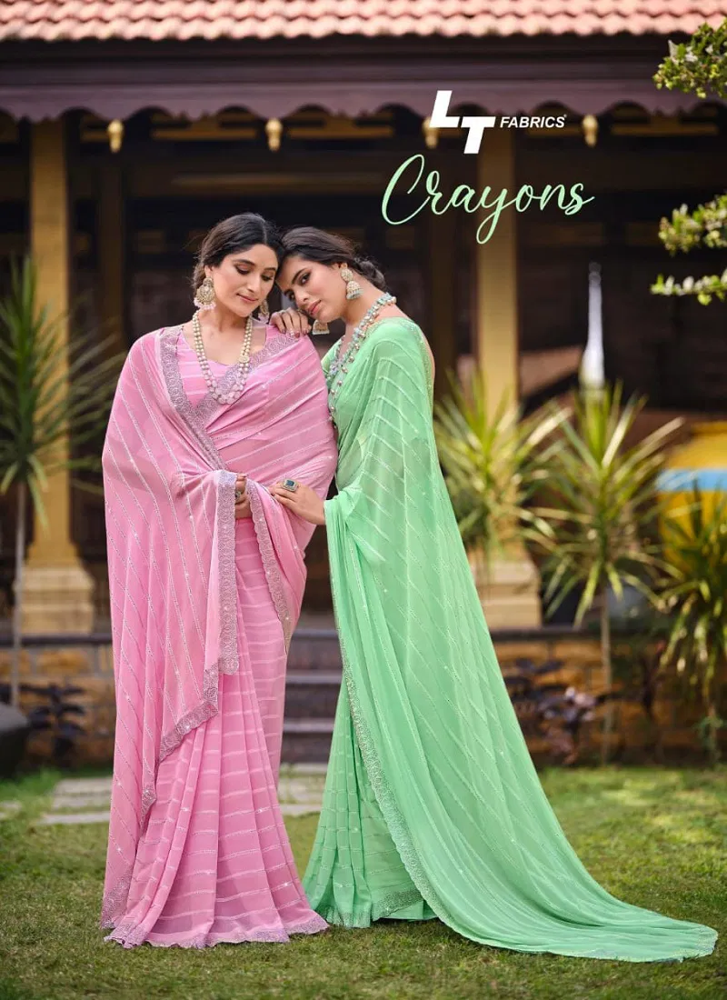 Crayon Vol 1 By Kashvi Nc Pattern Designer Saree Wholesale In India Catalog