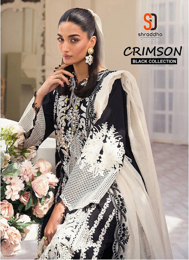 Crimson Black By Shraddha Cotton Embroidery Pakistani Suit Wholesale Shop In Surat
