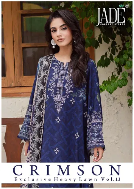 Crimson Vol 13 By Jade Lawn Cotton Printed Dress Material Exporters In India