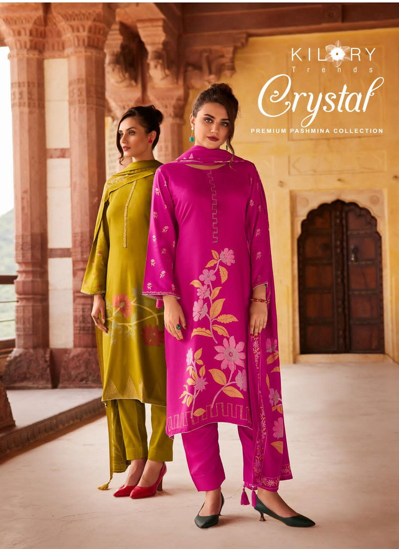 Crystal By Kilory Viscose Pashmina Digital Printed Suits Suppliers in india Catalog