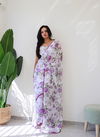 Dac Purple Rose Floral Printed Readymade Sarees Suppliers In India