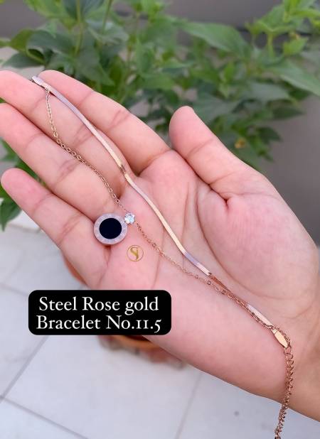 Daily Wear Designer Steel Rose Gold Bracelets Catalog
