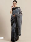 Daily Wear Stylish Collection Of Designer Linen Cotton Saree With Banglori Silk Blouse 