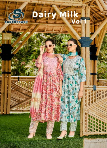 Dairy Milk Vol 1 By Sankheswer Capsule Foil Printed Kurti With Bottom Dupatta Orders In India