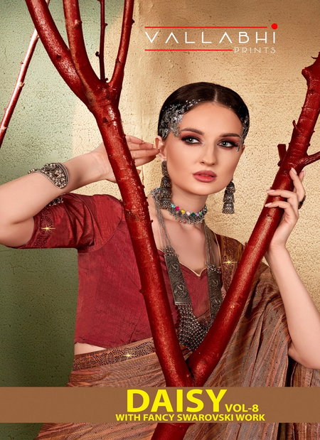 Daisy Vol 8 By Vallabhi Swarovski Brasso Saree Wholesale Shop In SUrat 