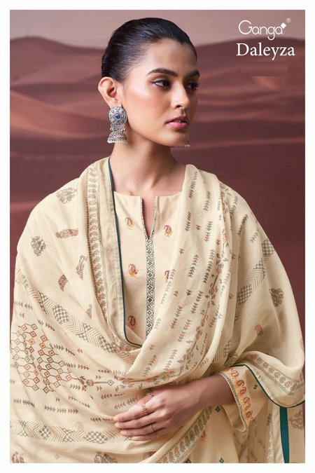 Daleyza By Ganga Cotton Printed Embroidered Salwar Suit Online Wholesale