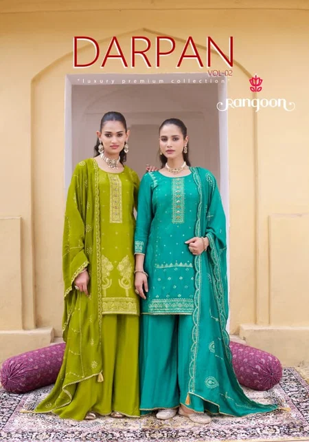 Darpan Vol 2 By Rangoon Dola Russian Jacquard Sharara Suits 