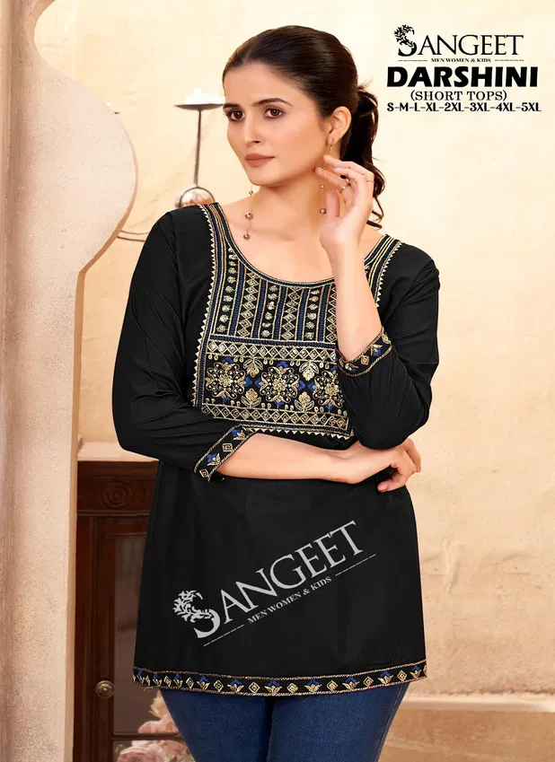 Darshini By Sangeet Rayon Embroidery Ladies Top Suppliers In India