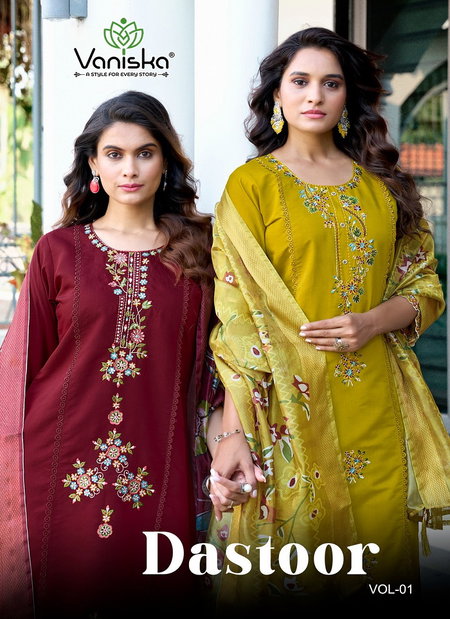 Dastoor Vol 1 By Vaniska Roman Silk Kurti With Bottom Dupatta Wholesale Shop In Surat