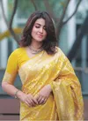 DDF Yellow Zalar Banarasi Soft Silk Designer Sarees Wholesale Shop In Surat
