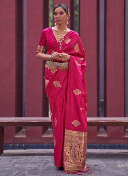 deep Pink Colour Khushrat Silk Wedding Wear Wholesale Printed Sarees 266006
