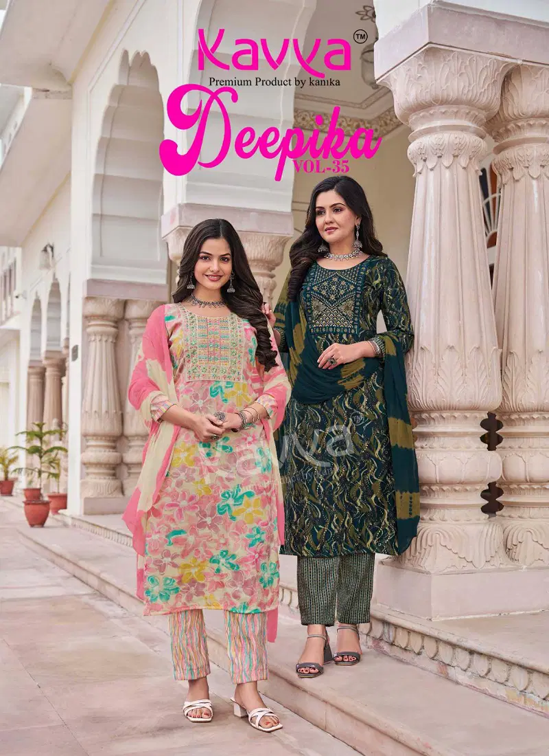 Deepika Vol 35 By Kavya Straight Kurti With Bottom Dupatta Suppliers In India Catalog