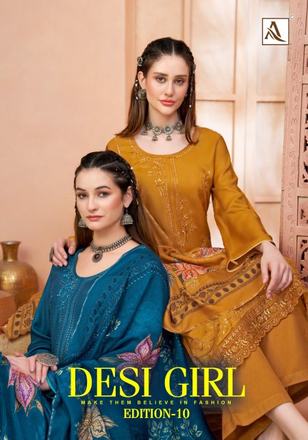 Desi Girl Vol 10 By Alok Viscose Maslin Pakistani Dress Material