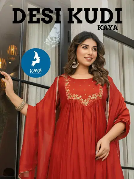 Desi Kudi By Kaya Mul Chanderi Wholesale Kurti With Bottom Dupatta In India