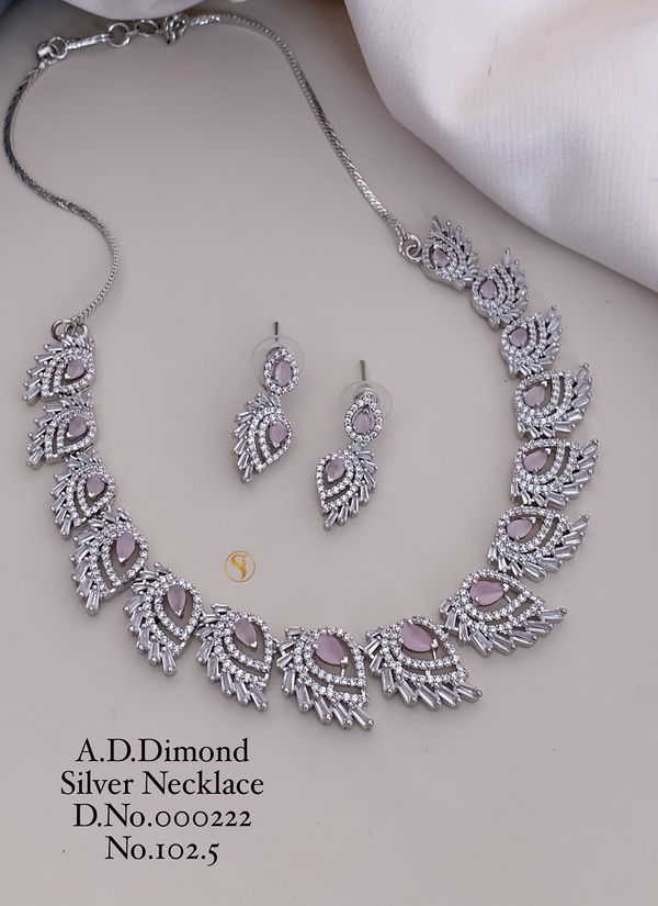 Designer AD 1025 Diamond Necklace Set Wholesale Price In Surat
