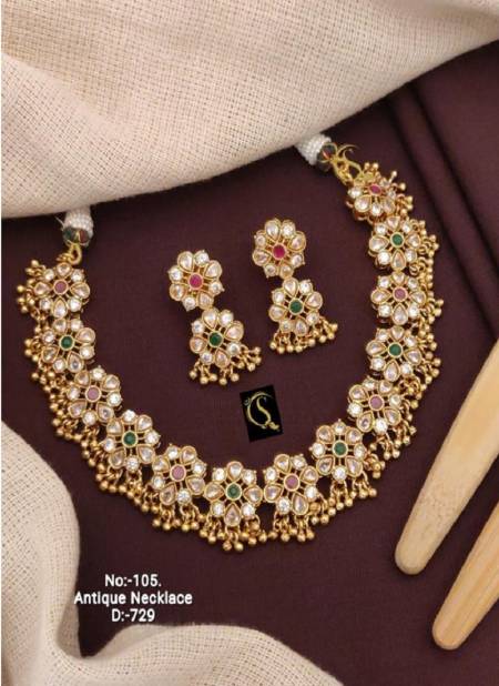 729 Designer Brass High Antique Necklace Set Suppliers In India