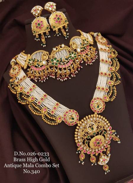 Designer Brass High Gold Antique Mala Set Bridal Jewellery Catalog