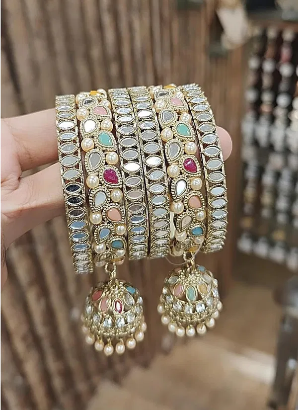 Designer Fancy Jhumar With Stone Bangles Set Wholesale Shop In Surat
