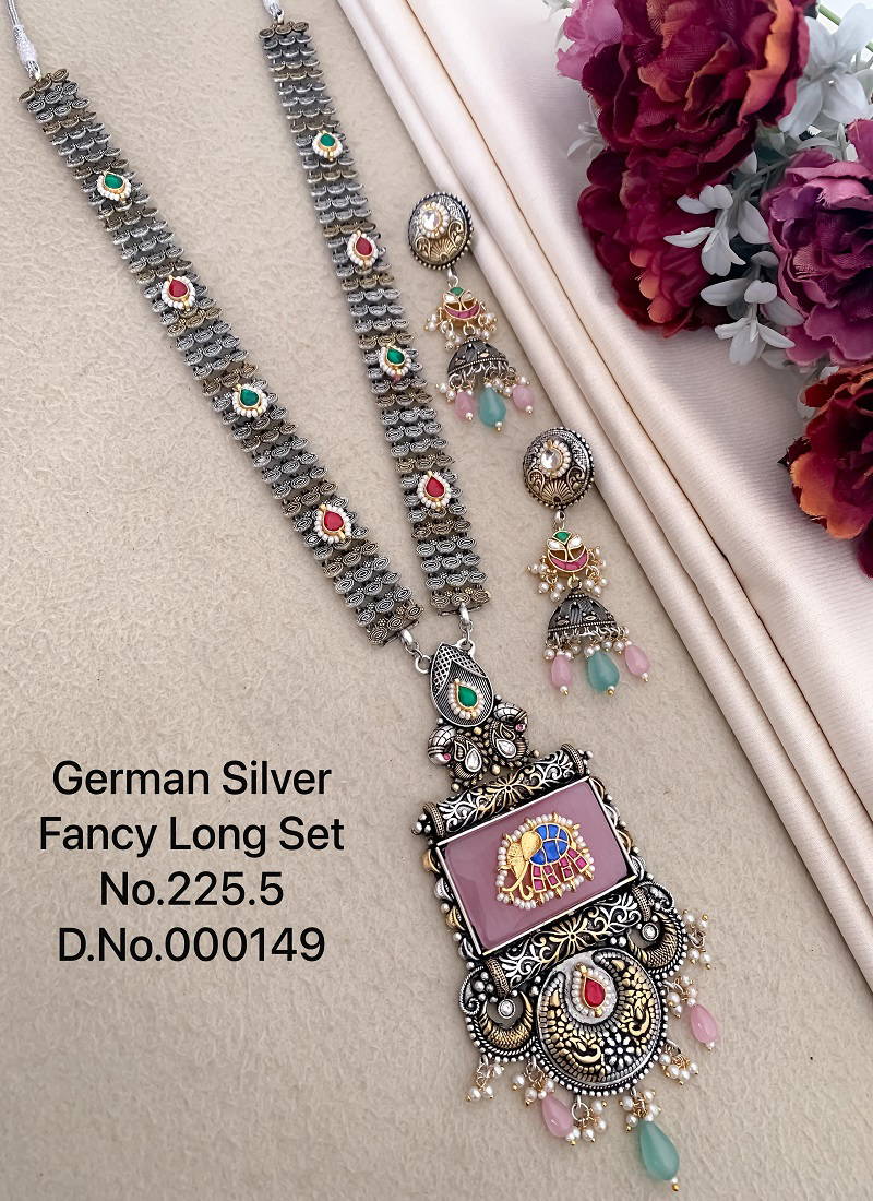 Designer German Silver Fancy Long Set Wholesale Price In Surat
